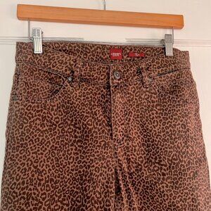 Leopard Print Olsen Cotton Blend Jeans // 29" waist, stretch \\ Straight/Skinny